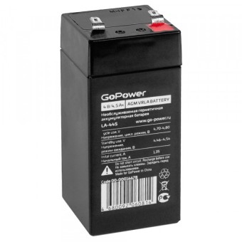 Аккумулятор свинцово-кислотный GoPower VRLA4-4.5 LA-445 4V 4.5Ah 