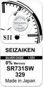 Батарейка SEIZAIKEN 329 (SR731SW) Silver Oxide 1.55V